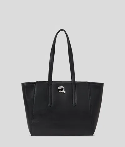 Karl Lagerfeld Ikon Pin Leather Tote Bag In Black