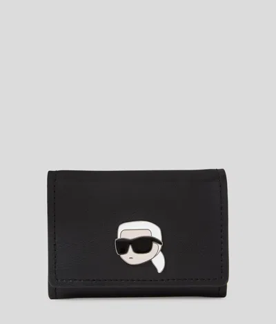 Karl Lagerfeld Ikon Pin Small Leather Wallet In Black