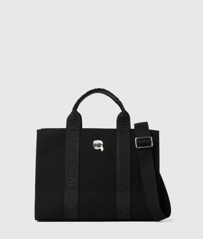 Karl Lagerfeld Ikon Pin Square Tote Bag In Black