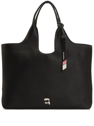 Karl Lagerfeld Ikon Pin Tote Bag In Black