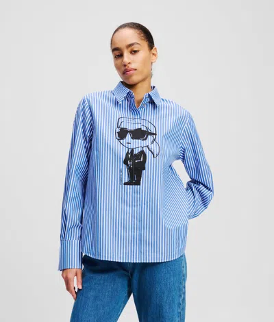 Karl Lagerfeld Ikon Pinstripe Shirt In Blue
