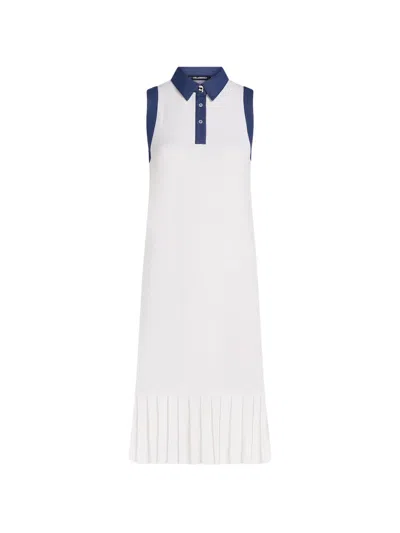 Karl Lagerfeld Ikon Denim Detail Knit Dress In White