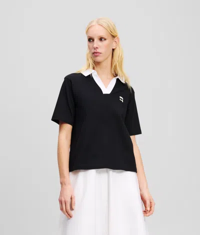 Karl Lagerfeld Ikon Polo Shirt In Black