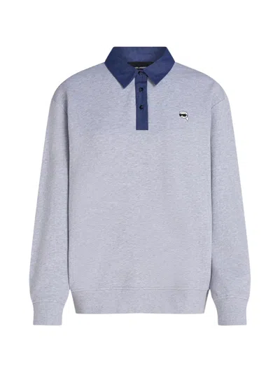 Karl Lagerfeld Ikon Denim Detail Sweatshirt In Purple