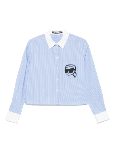 Karl Lagerfeld Bluse Mit Ikon-print In Blau