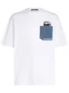 Karl Lagerfeld Ikon-print Denim-pocket T-shirt In White