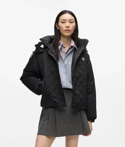 Karl Lagerfeld Ikon Quilted Puffer Jacket In Black