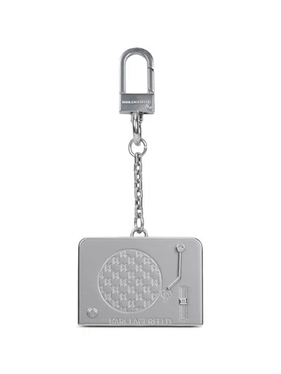 Karl Lagerfeld Ikon Record Keychain In Silver
