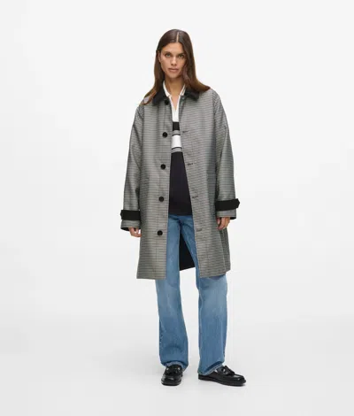 Karl Lagerfeld Ikon Reversible Checkered Coat In Gray