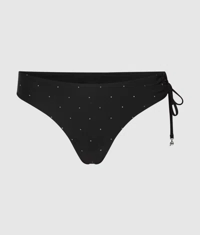 Karl Lagerfeld Rhinestone-embellished Bikini Bottoms In Black