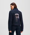 Karl Lagerfeld Ikon Rhinestone Denim Jacket In Blue