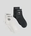 Karl Lagerfeld Ikon Rhinestone-embellished Socks – 2 Pack In Black