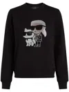 Karl Lagerfeld Ikon Rhinestone Karl & Choupette T-shirt In Black