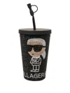 Karl Lagerfeld Ikon Rhinestone-embellished Travel Cup In Black