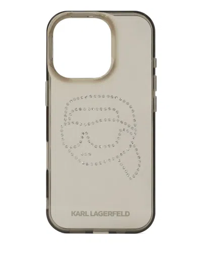 Karl Lagerfeld Ikon Rhinestone Iphone 16 Pro Case In Black
