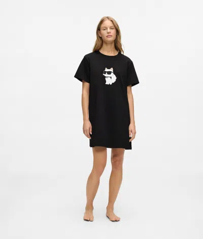 Karl Lagerfeld Ikon Rhinestone Pajama Dress In Black