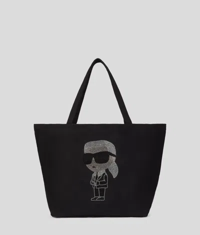 Karl Lagerfeld Ikon Rhinestone Shopper In Black