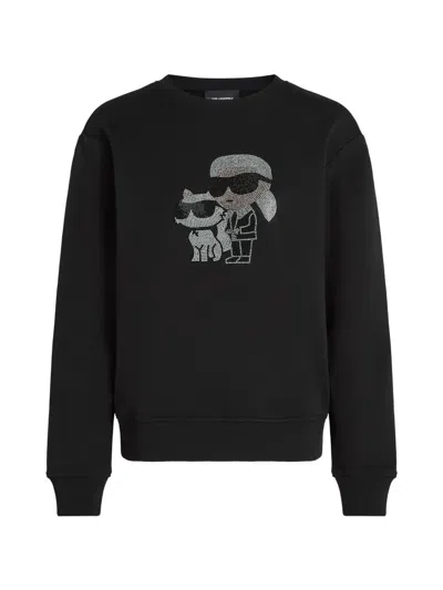 Karl Lagerfeld Ikon Rhinestone Sweatshirt In Black