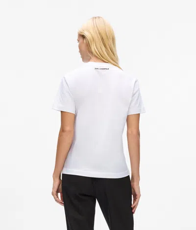 Karl Lagerfeld Ikon Rhinestone T-shirt In White