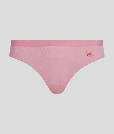 Karl Lagerfeld Ikon Ribbed Brazilian Briefs In Pink