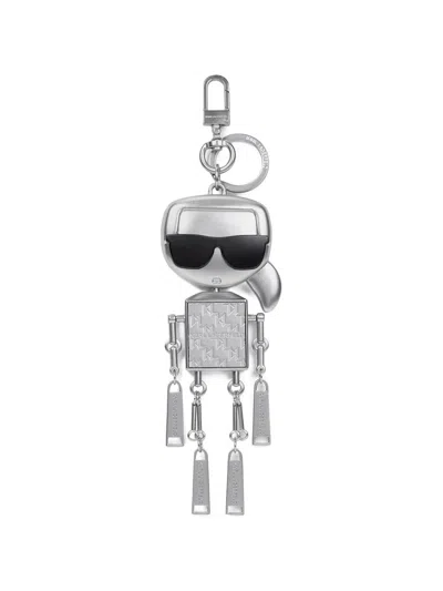 Karl Lagerfeld Ikon Robot Keyring In Metallic