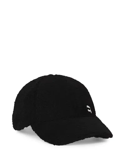 Karl Lagerfeld Ikon Shearling Cap In Black