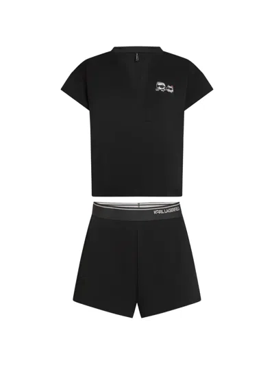 Karl Lagerfeld Ikon Short Pyjama Set In Black