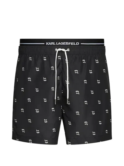Karl Lagerfeld Ikon Short Swim Shorts In Black