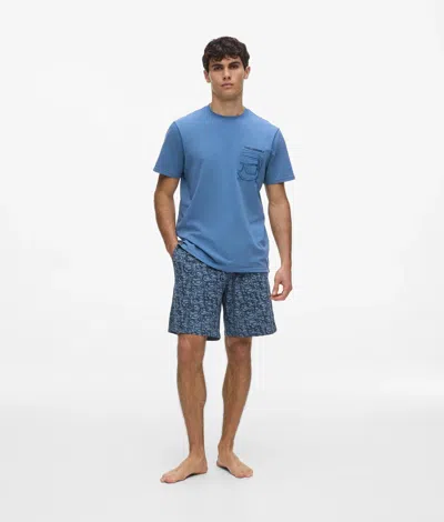 Karl Lagerfeld Ikon Shorts And T-shirt Pajama Set In Blue