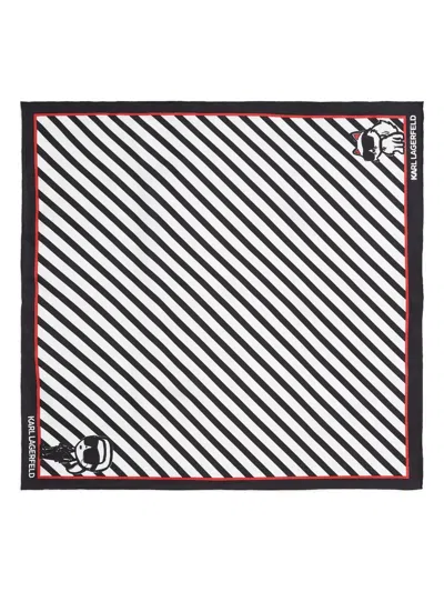 Karl Lagerfeld Ikon Silk Scarf In Black