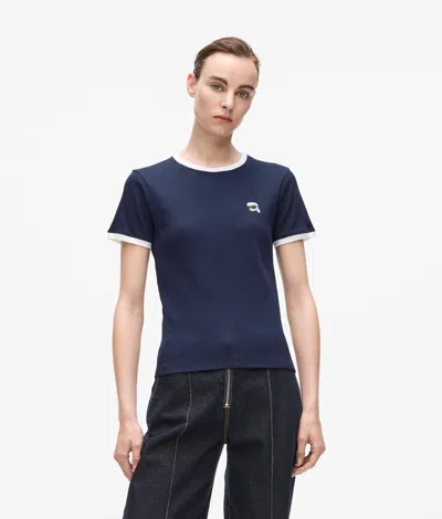 Karl Lagerfeld Ikon Slim Fit Rib T-shirt In Blue