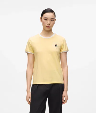 Karl Lagerfeld Ikon Small Circle Logo T-shirt In Yellow