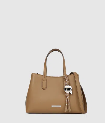 Karl Lagerfeld Ikon Smooth Small Tote Bag In Brown