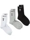 Karl Lagerfeld Ikon Socks (pack Of Three) In White