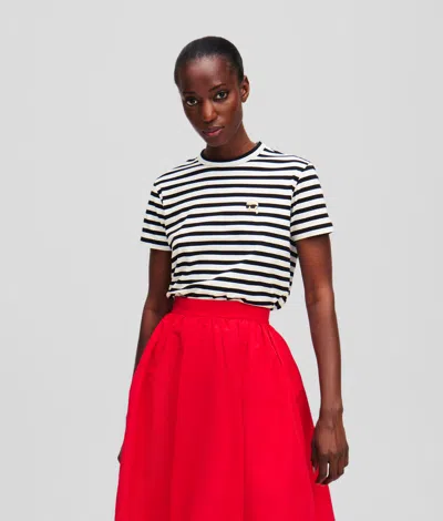 Karl Lagerfeld Ikon Stripe Boxy T-shirt In Multi