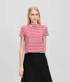 Karl Lagerfeld Ikon Striped Cotton T-shirt In Red