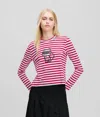 Karl Lagerfeld Ikon Stripe Long-sleeved T-shirt In Pink