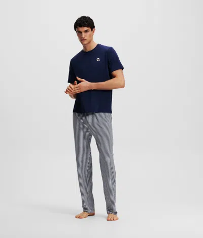 Karl Lagerfeld Ikon Stripe Pajama Set In Blue
