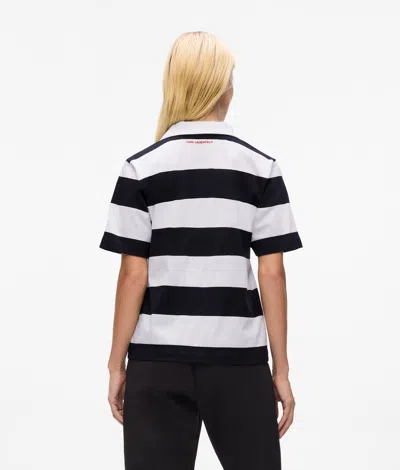 Karl Lagerfeld Ikon Stripe Polo Shirt In Multi