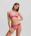 Karl Lagerfeld Ikon Stripe Triangle Padded Bra In Pink
