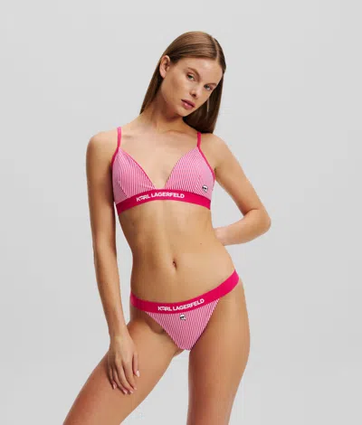 Karl Lagerfeld Ikon Stripe Triangle Padded Bra In Pink