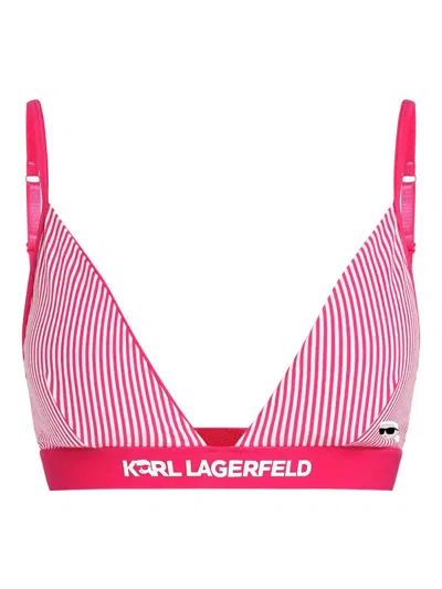Karl Lagerfeld Ikon Striped Bra In Pink