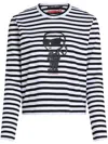 Karl Lagerfeld Ikon Striped Cotton T-shirt In 黑色