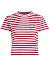 Karl Lagerfeld Ikon Striped Cotton T-shirt In 红色