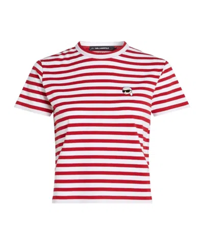 KARL LAGERFELD IKON STRIPED COTTON T-SHIRT