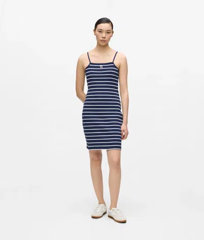 Karl Lagerfeld Ikon Striped Jersey Dress In Blue