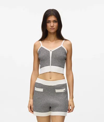 Karl Lagerfeld Ikon Striped Knit Top In Gray