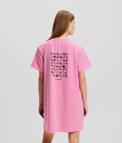 Karl Lagerfeld Ikon Striped Pajama Dress In Pink