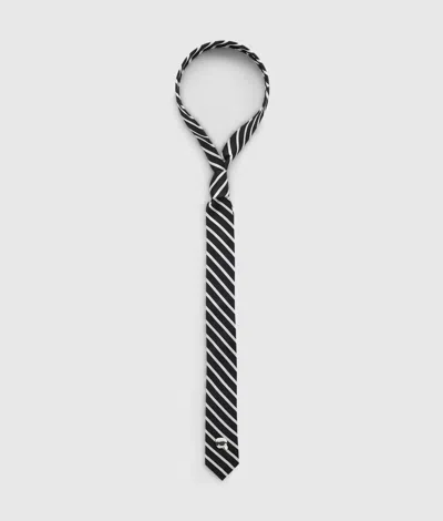 Karl Lagerfeld Ikon Striped Silk Tie In Black