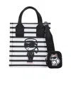 Karl Lagerfeld Ikon Striped Small Tote Bag In White